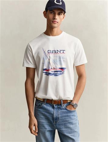 GANT Graphic Ss Tshirt - White - XXXL