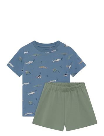 Minymo T-Shirt+Short Set Aop - Blue - 128