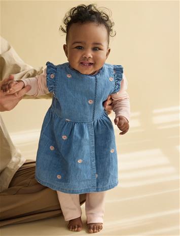 Minymo Dress Ss Emb. Chambray - Blue - 92