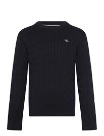 Gant Kids Shield Cotton Cable Neck Sweater - Navy - 176