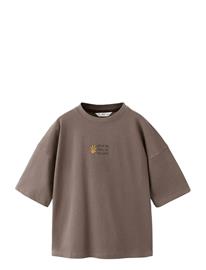 Mango Printed Cotton-Blend T-Shirt - Brown - 13-14
