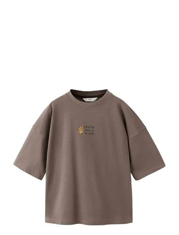 Mango Printed Cotton-Blend T-Shirt - Brown - 13-14