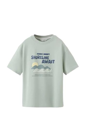 Mango Printed Cotton-Blend T-Shirt - Green - 13-14