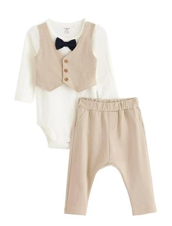 Lindex Set Body Vest Joggers - Beige - 86