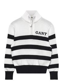 Gant Kids Gant Knitted Breton Stripe Zip Funnel - White - 116
