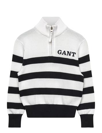 Gant Kids Gant Knitted Breton Stripe Zip Funnel - White - 116