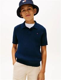 Tommy Hilfiger Open Stitch Polo Sweater Ss - Navy - 176