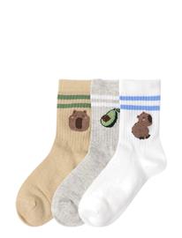 Lindex Sock 3 P Capybara - Grey - 31/33