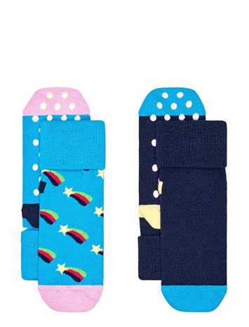 Happy Socks Kids 2-Pack Shooting Star Anti-Slip Socks - Blue - 6-12M