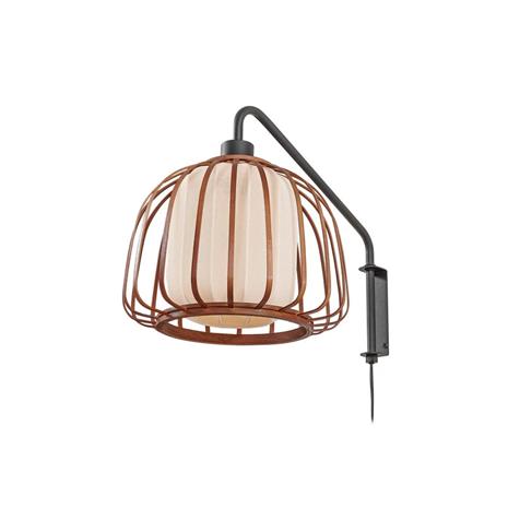 Lindby seinävalaisin Davella, Ø 26 cm, musta, bambu, tekstiili