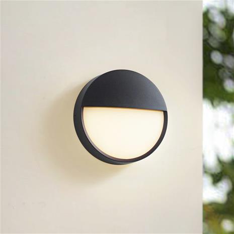 Arcchio LED-ulkoseinälamppu Gravo, Ø 25 cm, musta, IP65 – kuva 1/3