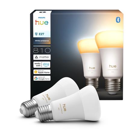 Philips Hue LED-älylamppu, White ambiance, E27, 810 lm, 2-pack