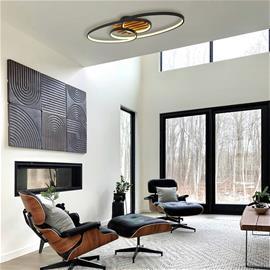 LED-kattovalaisin Tisha I, mattamusta/puu, pituus 85 cm
