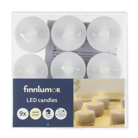 Led kynttilä 9kpl rasiassa – kuva 1/1