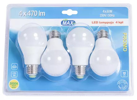 Led Max Promo 6 W 4 kpl E27 – kuva 1/1
