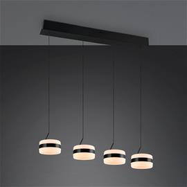 LED-riippuvalaisin Dios, musta, pituus 85 cm, CCT, 4-lamppuinen.