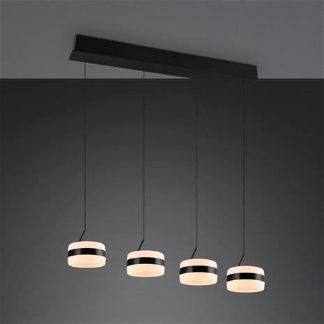 LED-riippuvalaisin Dios, musta, pituus 85 cm, CCT, 4-lamppuinen.