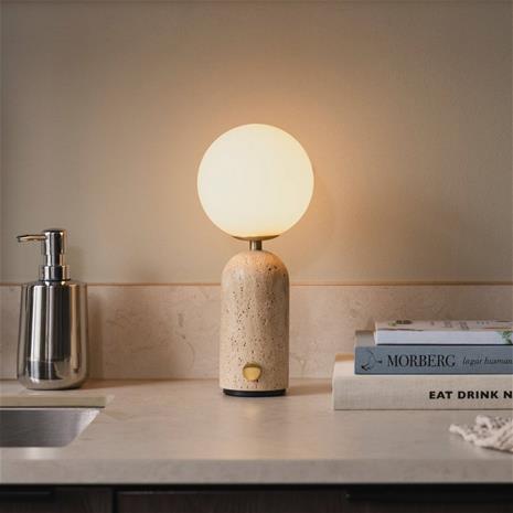 Globen Lighting Torrano pöytälamppu kannettava Beige travertiini