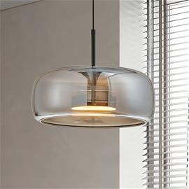 LED-riippuvalaisin Deco, savuharmaa/musta, Ø 33 cm, lasi