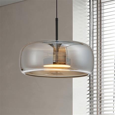 LED-riippuvalaisin Deco, savuharmaa/musta, Ø 33 cm, lasi
