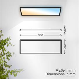LED-paneeli Shallow kaukosäädin CCT, 58 x 20 cm, musta, taustavalo