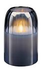 Lasinen LED-lyhty harmaa Ø7,5 cm 12,5 cm / LED-valo liikkuvalla liekillä / koristeellinen LED-lyhty