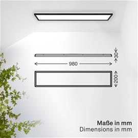 LED-paneeli Shallow on/off, 98 x 20 cm, musta, 840 taustavaloa