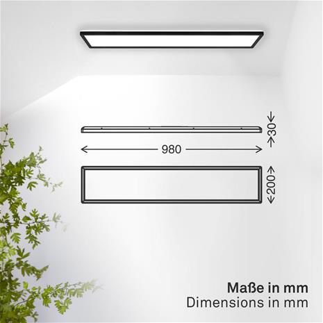 LED-paneeli Shallow on/off, 98 x 20 cm, musta, 840 taustavaloa