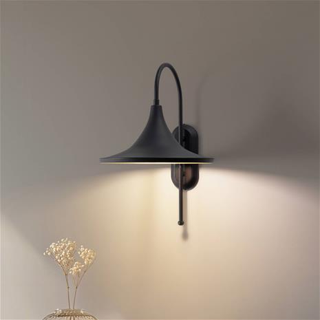 Enjolino seinävalaisin, musta, korkeus 48 cm, metalli, E27