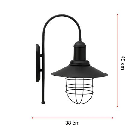 Gadi seinävalaisin, musta, metallia, korkeus 48 cm
