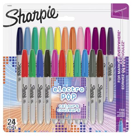 Sharpie Permanent Markers | Fine Point | Electro Pop Värilaijitelma | 24 Count