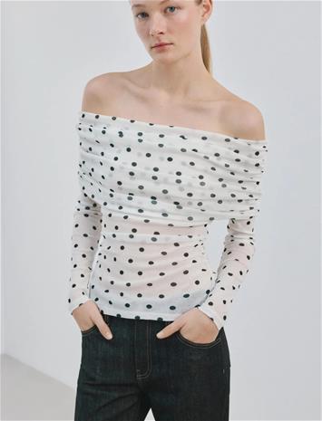 Mango Polka Dot Strapless Top - White - XL
