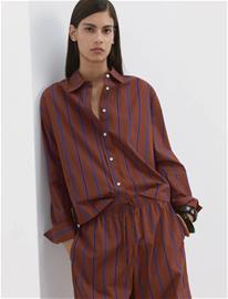 Mango Striped Cotton Shirt - Burgundy - L