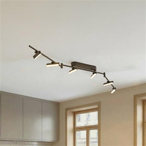 Lindby LED-kohdevalaisin Eldrin, musta, 26,7W, 6-valo, rautainen