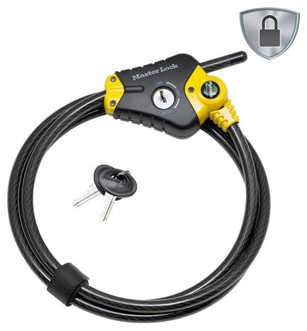 Masterlock Vaijerilukko ja avain 8433EURD, 180 cm