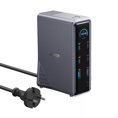 Anker Prime Charging Docking Station 14-in-1 Dual Diplsay, 160W, Gray