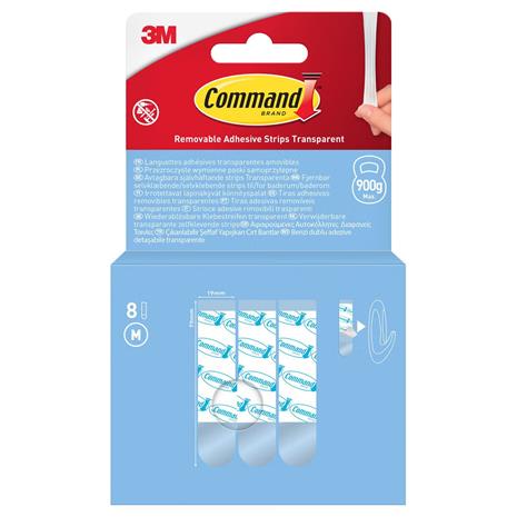 Command Kiinnityspalat M, läpinäkyvä, 900 grammaa, 8 kpl – kuva 2/4