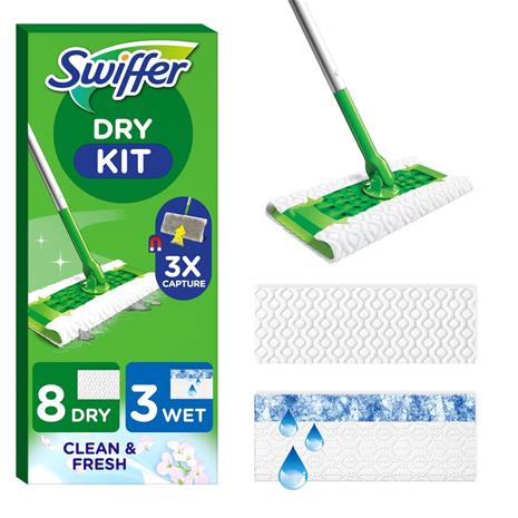 Swiffer Sweeper Startkit, Moppi, 8 kuivaa, 3 kosteaa puhdistusliinaa – kuva 8/8