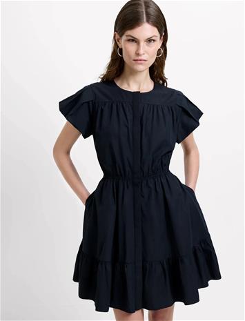 French Connection Era Poplin Flutter Slv Mini Dr - Black - 42