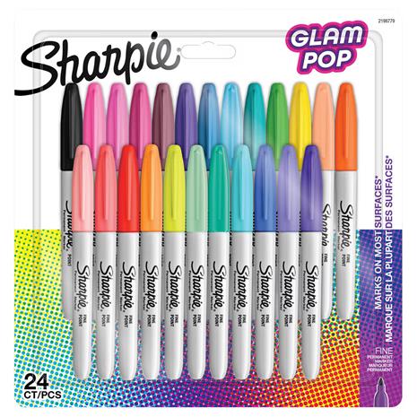 Sharpie Permanent Marker Fine Glam Pop 24-Blister