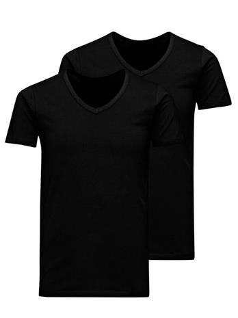 Jack & Jones - JACBASIC V-NECK TEE SS 2 PACK NOOS - T-paita - Miehet - Musta