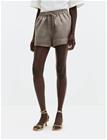 Malina Cecely Heavy Satin Drawstring Shorts - Grey - 44