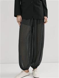 Mango Polka Dot Baggy Trousers - Black - L