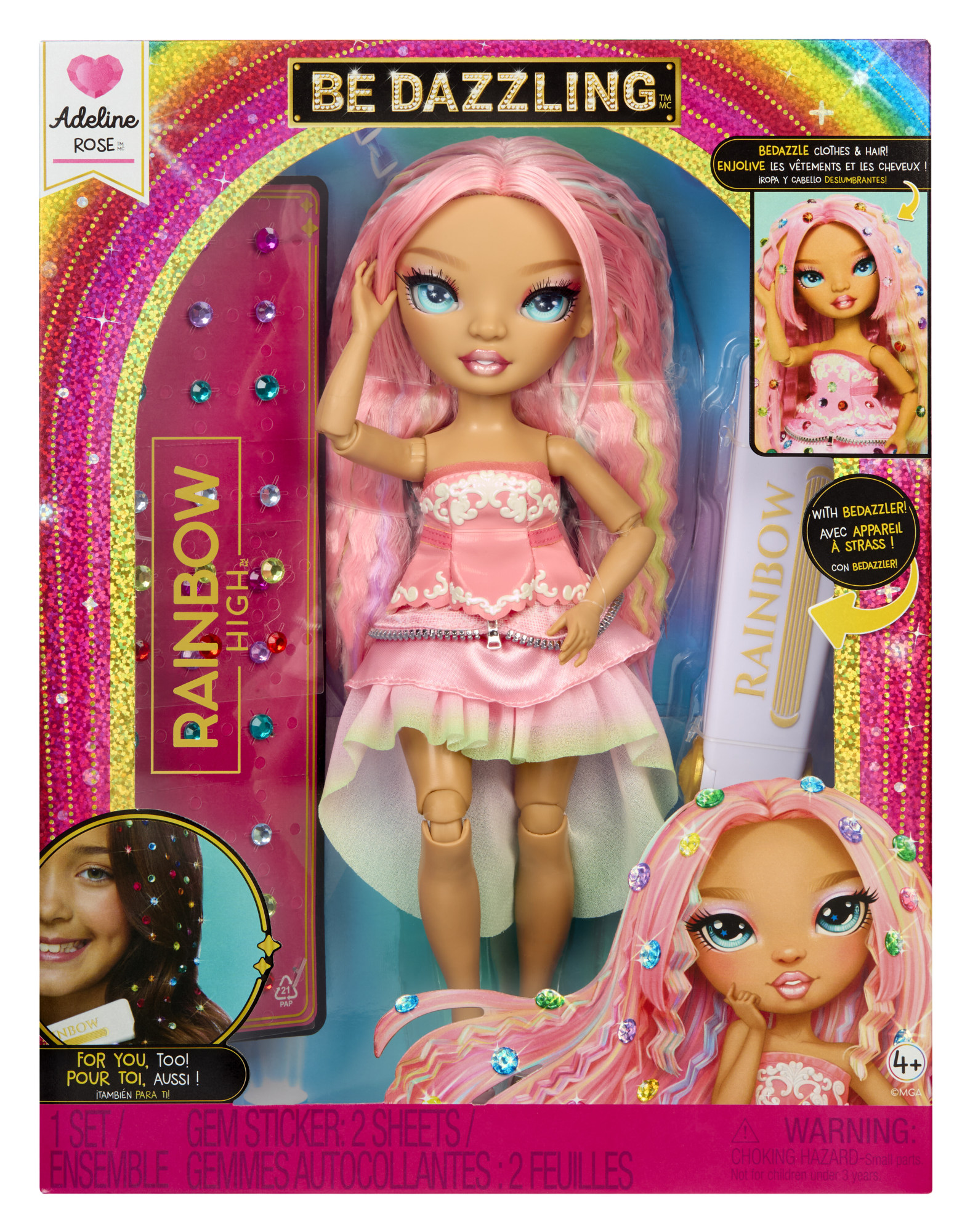 Rainbow High Be Dazzling Adeline Rose pinkki muotinukke