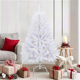 vidaXL Tekojoulukuusi 150 LED-valoilla Valkoinen 150 cm PVC ja metalli
