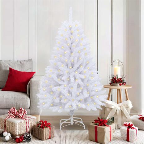 vidaXL Tekojoulukuusi 150 LED-valoilla Valkoinen 150 cm PVC ja metalli