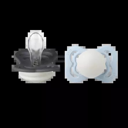 BIBS - Pacifier Supreme 2 PACK Silicone - Iron Glow/Baby Blue Glow - Size 1