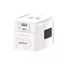 Matkasovitin 2-napainen maailmanlaajuinen matkasovitin, jossa on integroitu kaksois-USB-laturi (1x USB C & 1 x USB) 65 watin virransyöttöteho