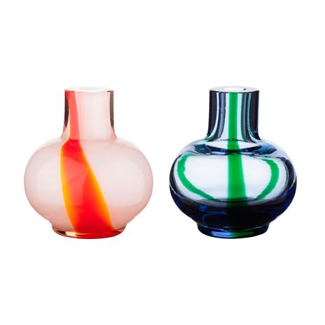 Marimekko Mini vas 2-pack 6 cm, blå/grön/röd/vit