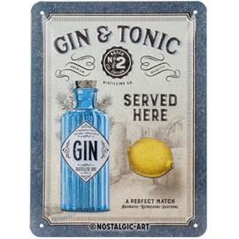 Nostalgic-Art 15x20 Gin & Tonic Served Here Metallikilpi